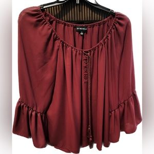 3 for $24! Maroon Peasant Style Shirt